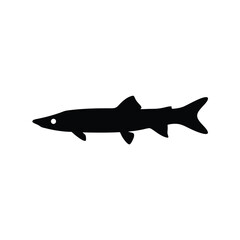 Obraz premium Barracuda Silhouette Vector Illustration on White Background flat design