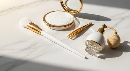 Elegant beauty tools in gold and white