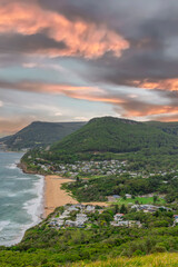 Sea Cliff Bridge on the southern coast of Sydney with sweeping Ocean Views and Mountain terrain. a major Bridge Road on the beautiful Australian coastline Australia