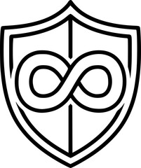lifetime warranty icon, shield with infinity sign, thin line symbol - editable stroke vector illustration

