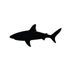 Obraz premium Great White Shark Silhouette Flat Design Vector Illustration