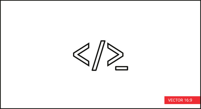 A sleek, minimalist vector icon depicting a code tag symbol, perfect for illustrating programming, web development, or digital technology concepts.
