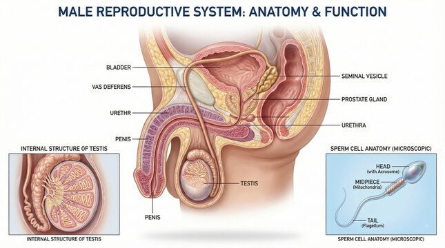 Detailed Illustration of Male Reproductive System Anatomy and Function