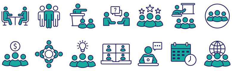 Corporate Strategy and Management Vector Icons Collection