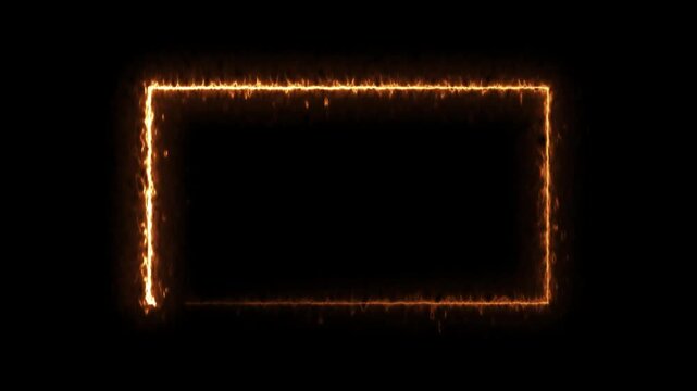 Animated rectangle shape frame with glowing neon effect. High quality 4K animation on dark or black background, creating a modern glowing visual effect.