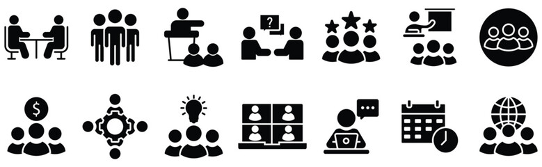 Human Resources and Leadership Thin Line Icons Pack