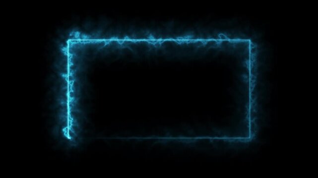 Glowing neon rectangle frame animation for live streaming or digital displays. Bright neon light illuminating a rectangle frame with smooth motion, creating a modern and futuristic visual effect. 4K 
