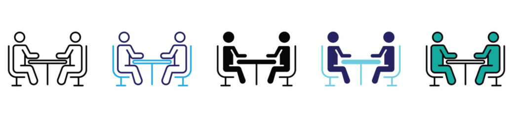 Two Business People Sitting at Table Having a Meeting Icon