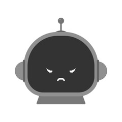 Obraz premium 怒った顔で睨むロボットのイラスト- AIやコンピュータの誤作動やウイルス、アクセス拒否のイメージ素材