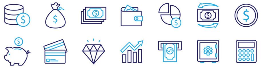 Corporate Finance and Accounting Line Icon Set