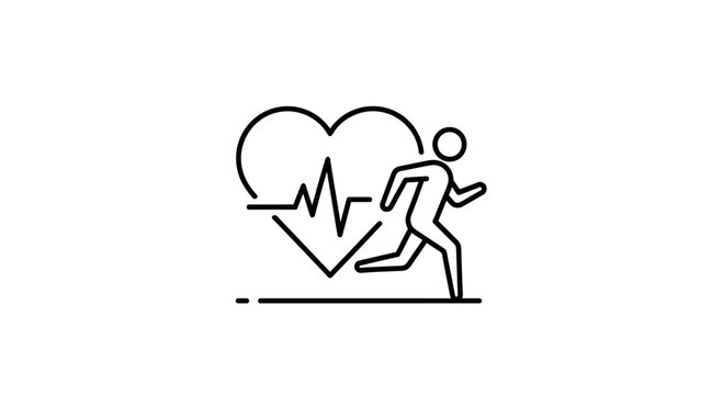 Person Running with Heart Rate Line.