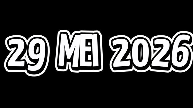 A futuristic date display shows 29 MEI 2026 in bold font on a sleek background