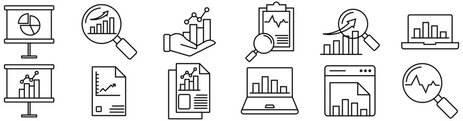 Data Analytics Dashboard and Growth Monitoring Symbols