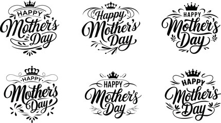 Fototapeta premium Happy Mother's Day calligraphy with crown vector illustration