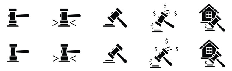 Business Law and Property Maintenance Line Icon Bundle