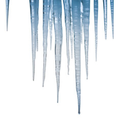 Fototapeta premium Icicles hanging down isolated on a transparent background
