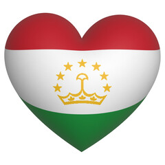 Obraz premium Tajikistan flag icon vector illustration heart 3d