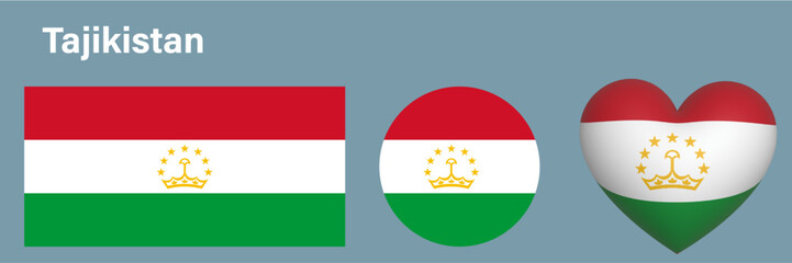 Fototapeta premium set Tajikistan flag icon vector illustration 