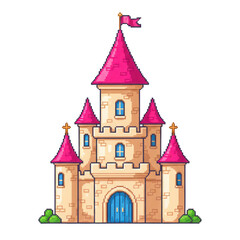 Pixel Art Pink Castle Icon