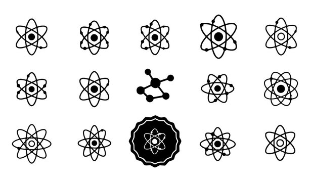 Minimal Atomic Energy Logo Icons Black Vector Illustration