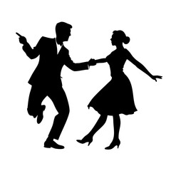 Vintage couple dancing together in elegant poses