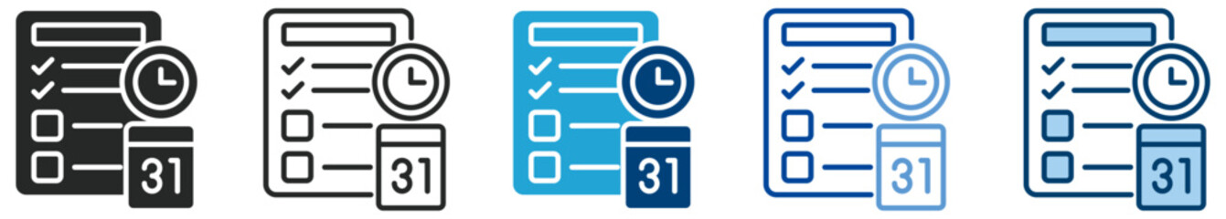 Daily task icon set multi style icon set collection vector illustration