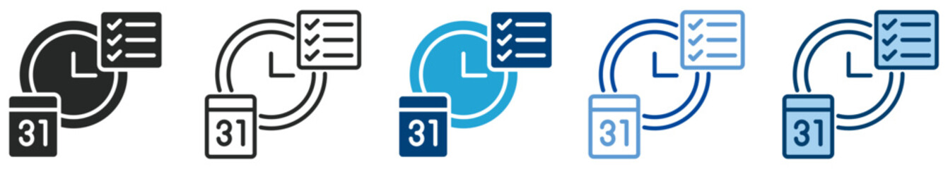 Daily routine icon set multi style icon set collection vector illustration