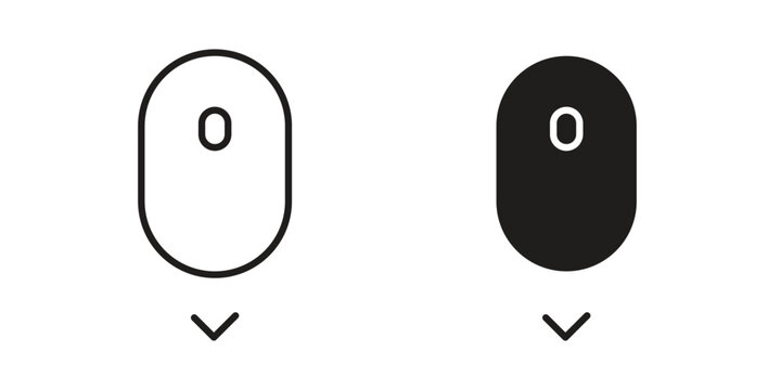 Scroll down computer mouse icon symbol vector illustration on white background. Flat design.