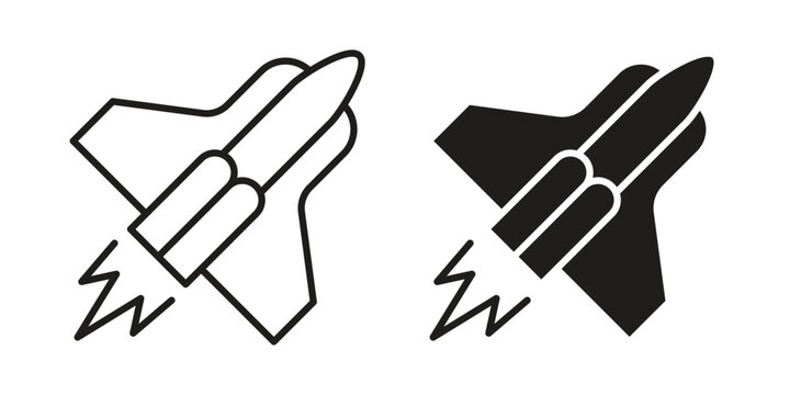 Space shuttle icon symbol vector illustration on white background. Flat design.