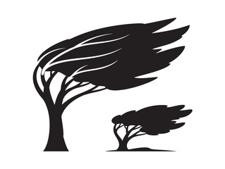 Obraz premium Dynamic wind blown trees pack with beautiful flowing organic shapes