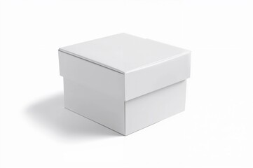 White cardboard gift box with lid isolated on transparent background