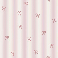 Delicate retro pink ribbon bow and stripe