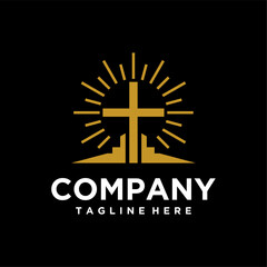 Obraz premium Church Logo Design with Cross, Dove, Holy Spirit Fire, and Hands