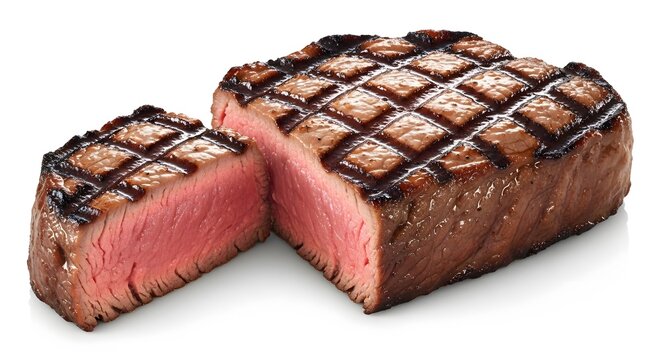 Perfectly grilled juicy steak with char marks and salt crystals, ready to be served