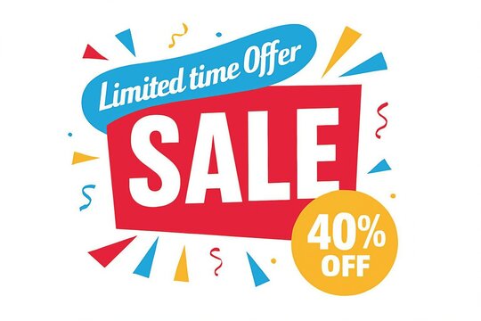 Limited time sale banner with 40 percent off offer announcement.