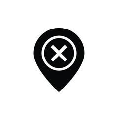 Fototapeta premium Vector illustration icon black map pin icon with white cross symbol