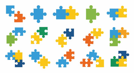 Fototapeta premium Colorful Jigsaw Puzzle Pieces Scattered Randomly.