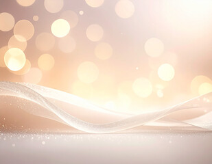 Soft abstract bokeh background with gentle glitter waves and pastel sunrise gradient. Minimal clean design with bright copy space for website headers, invitations, presentations, and modern branding.