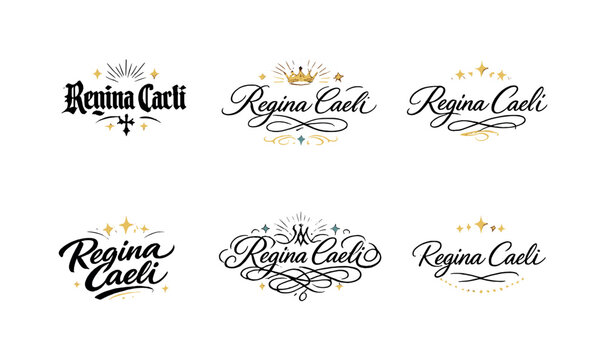   Regina Caeli. Create a calligraphy lettering illustration of the phrase: Regina Caeli.