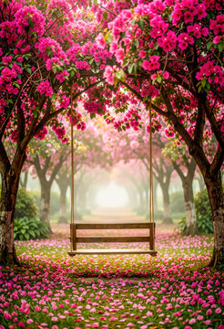 Altalena Romantica Fiori Rosa Primavera Giardino Incantato