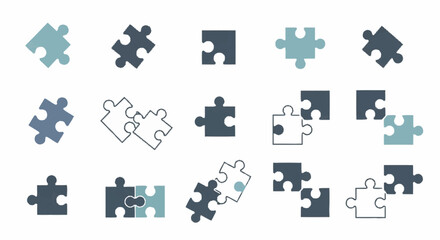 Fototapeta premium Collection of Various Puzzle Pieces.