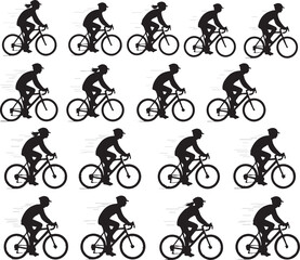 Obraz premium Cycling people silhouette vector