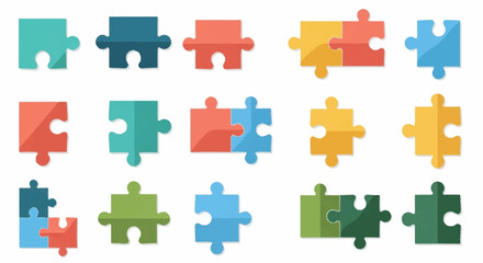 Naklejka premium Colorful Jigsaw Puzzle Pieces Arranged Neatly.