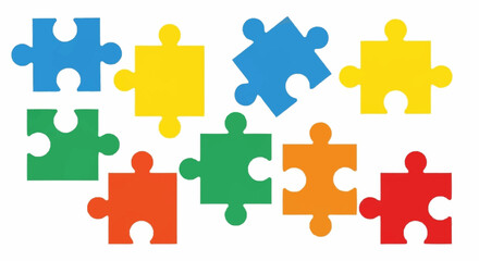 Naklejka premium Colorful Jigsaw Puzzle Pieces Arranged Together.