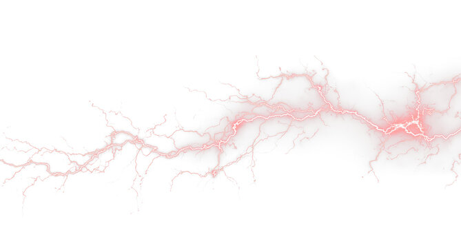 Glowing red electric strike PNG isolated on transparent background with intense power arcs and dynamic lightning motion overlay red explosion