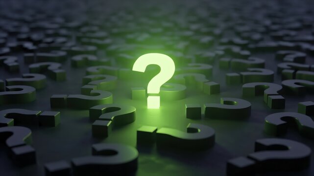 Glowing Green Question Mark for Cybersecurity Threat Detection and Digital Forensics Investigation
