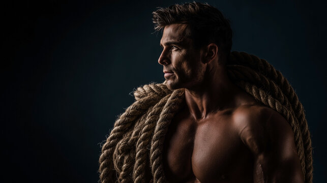 A man is holding a rope