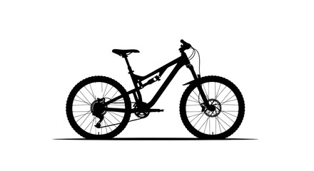 Obraz premium Mountain Bike Silhouette on White Background.