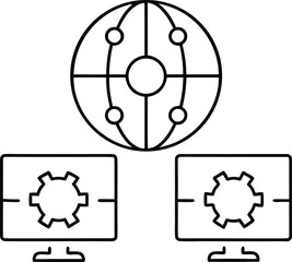 Obraz premium latinx futurism line art vector illustration on transparent background