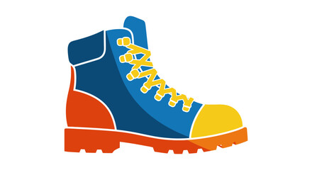 Blue and Orange Hiking Boot Illustration.